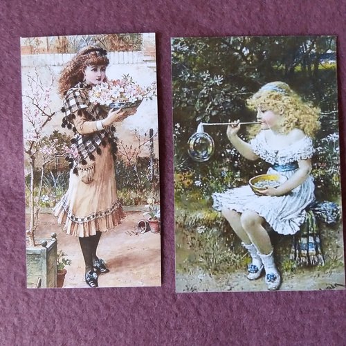 2 images rétro enfantines, illustrations vintage, décorations, carterie, papeterie, home-déco