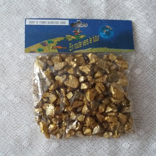 Sachet  200 g de pierres décoratives dorées - occasions festives, décoration maison, art floral,