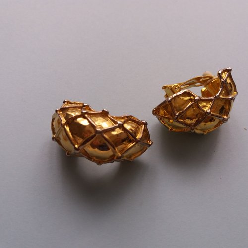 Boucles d'oreilles à clips, métal doré, demi-créoles fantaisie