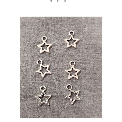 Lot de 6 petites breloques en forme d'étoile