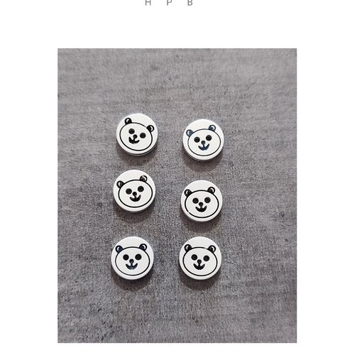 Lot de 6 boutons acryliques motif panda