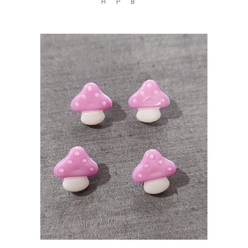 Lot de 4 boutons à anneaux en forme de champignon