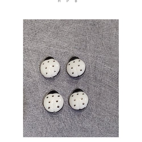 Lot de 4 boutons à anneaux en forme de coccinelle