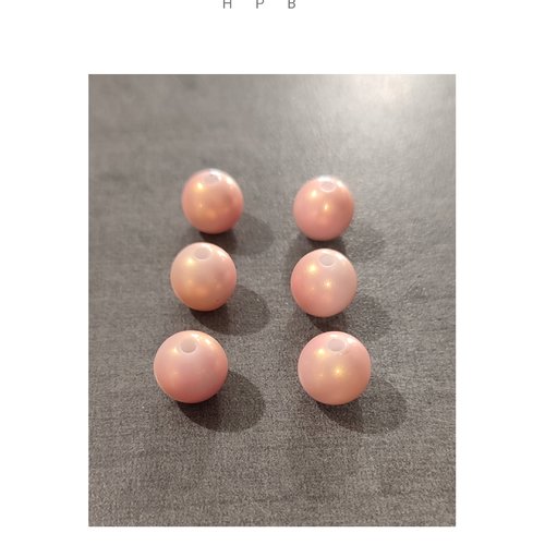 Lot de 6 perles rondes acryliques 12 mm