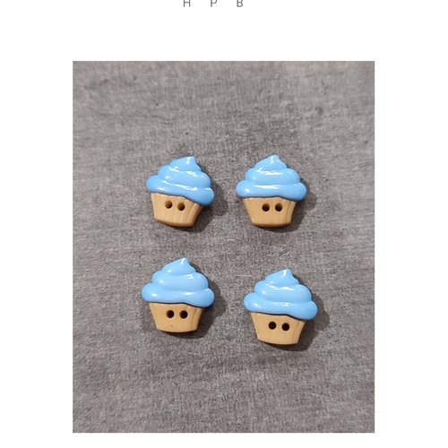 Lot de 4 boutons cupcake