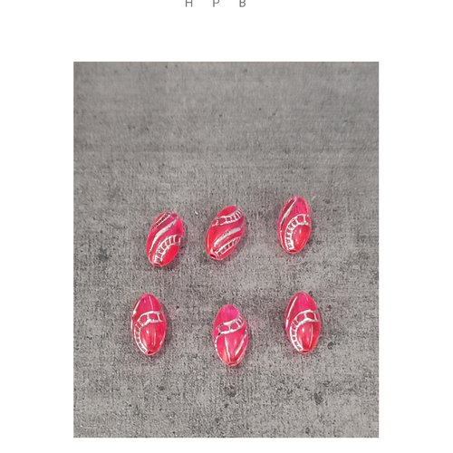 Lot de 6 perles acryliques ovales