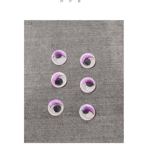 Lot de 6 cabochons yeux mobiles en plastique