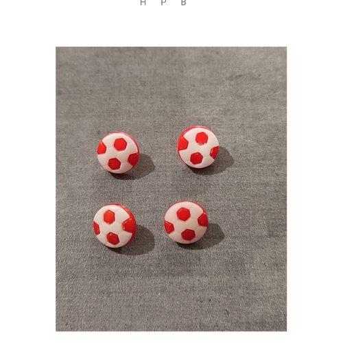 Lot de 4 boutons à anneaux en forme de ballon de foot