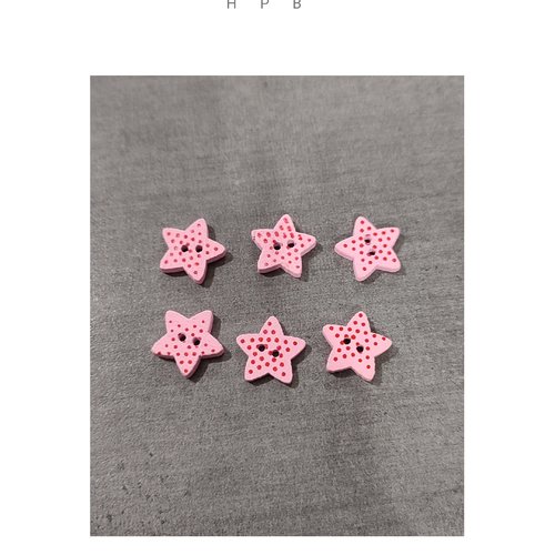 Lot de 6 boutons en bois en forme d'étoiles
