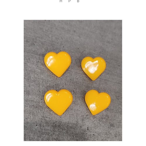 Lot de 4 boutons à anneaux en forme de coeur