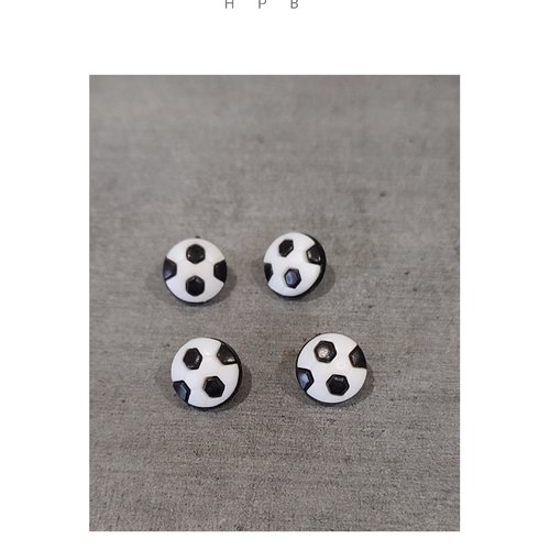 Lot de 4 boutons à anneaux en forme de ballon de foot