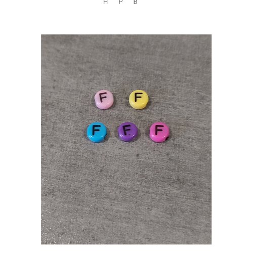 Lot de 5 perles alphabet "f"