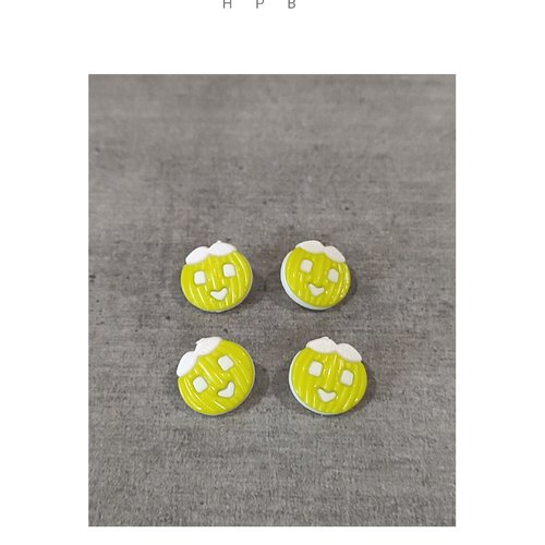 Lot de 4 boutons à anneaux en forme de citrouille