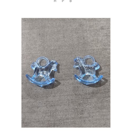 Lot de 2 breloques acryliques en forme de cheval à bascule