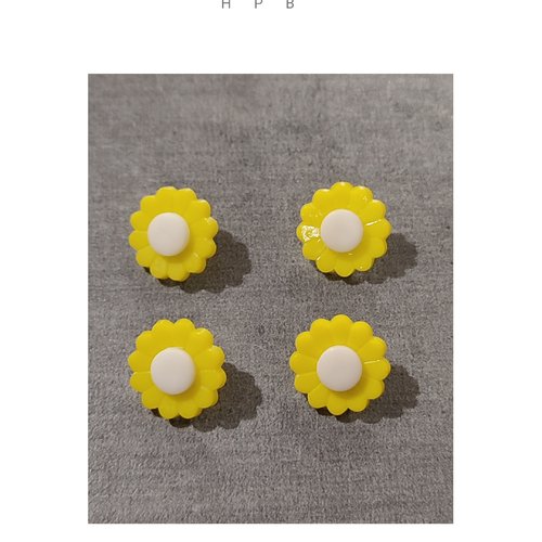 Lot de 4 boutons fleurs à anneau