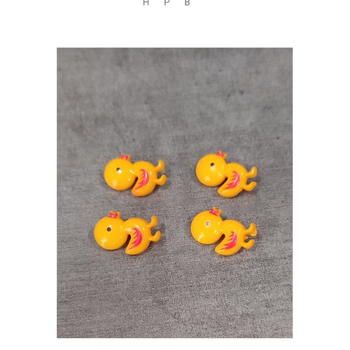 Lot de 4 boutons à anneaux en forme de canard
