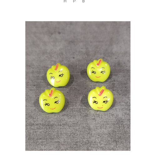 Lot de 4 boutons à anneaux en forme de pomme