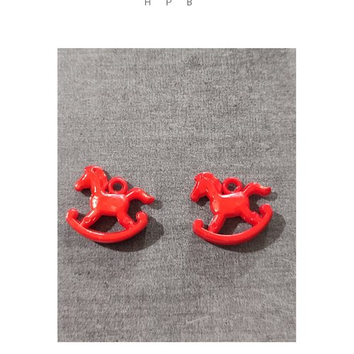 Lot de 2 breloques acryliques en forme de cheval à bascule