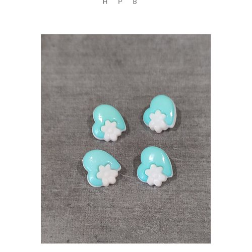 Lot de 4 boutons à anneaux en forme de coeur