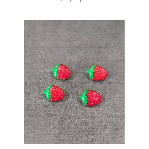 Lot de 4 boutons à anneaux en forme de fraise