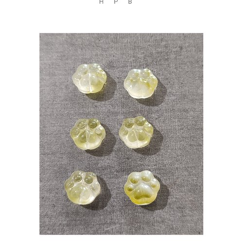 Lot de 6 perles patte de chat en verre