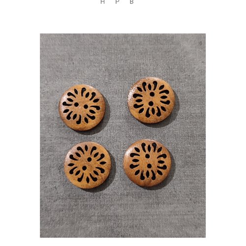 Lot de 4 boutons en bois ajouré