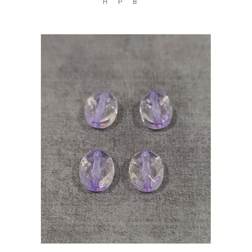 Lot de 4 perles acryliques ovales à facettes