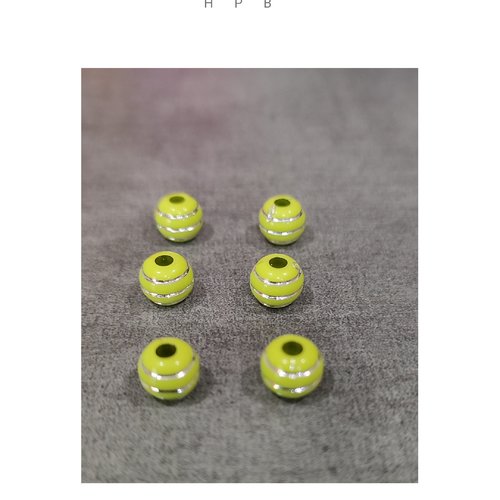 Lot de 6 perles rondes acryliques 7 mm
