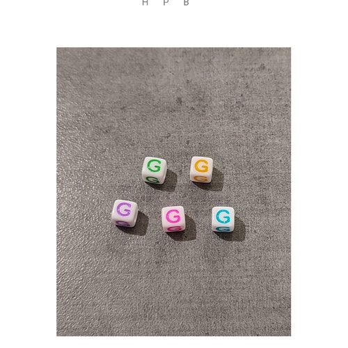 Lot de 5 perles alphabet cubes "g"