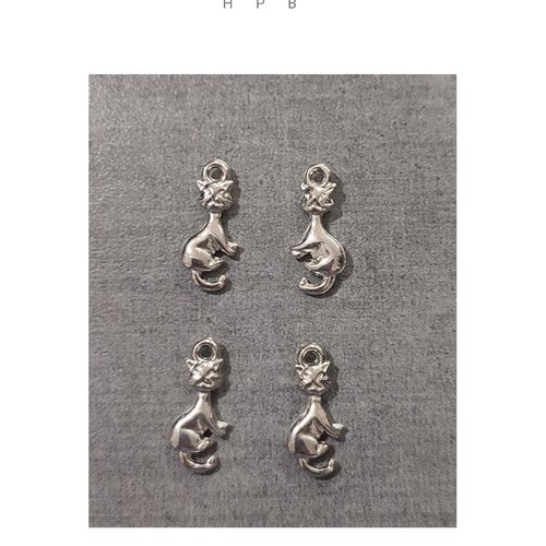Lot de 4 breloques acryliques chat