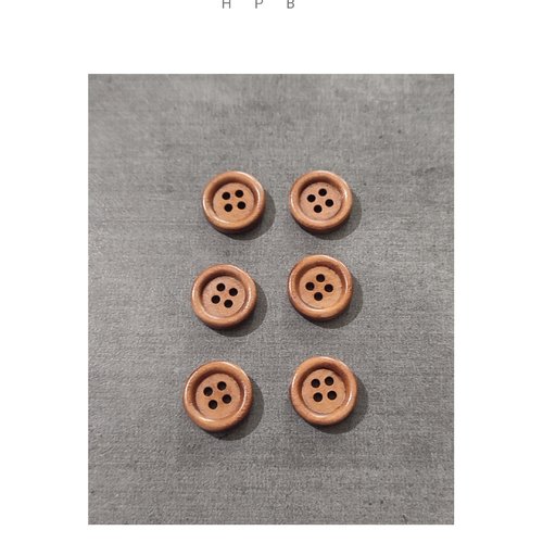 Lot de 6 boutons en bois