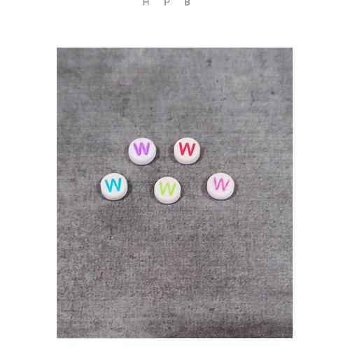 Lot de 5 perles alphabet "w"