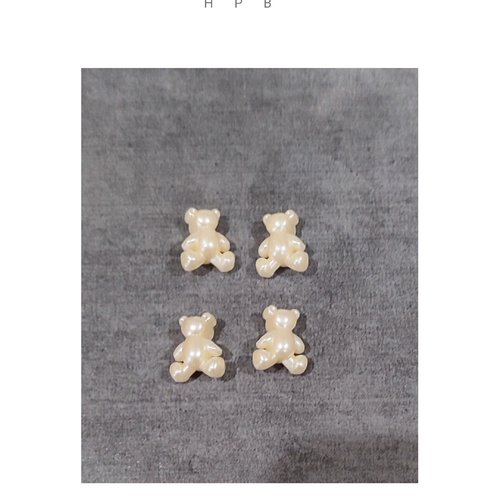 Lot de 4 perles acryliques oursons