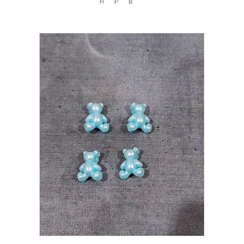 Lot de 4 perles acryliques oursons
