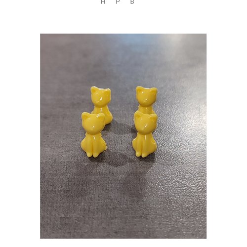 Lot de 4 perles chats acryliques