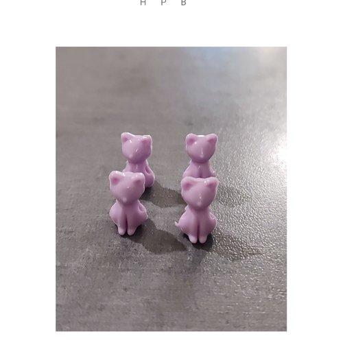Lot de 4 perles chats acryliques