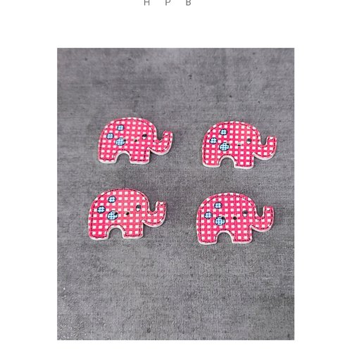 Lot de 4 boutons en bois en forme d'éléphant