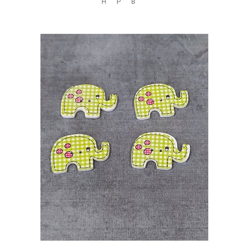 Lot de 4 boutons en bois en forme d'éléphant