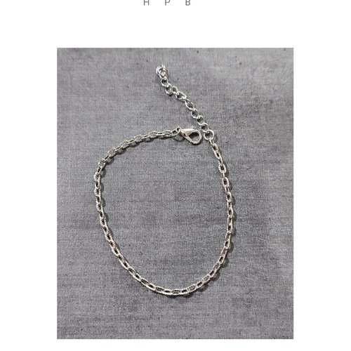 Chaine de bracelet 20.5cm en métal argenté texturé