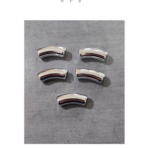 Lot de 5 perles acryliques tubes courbés