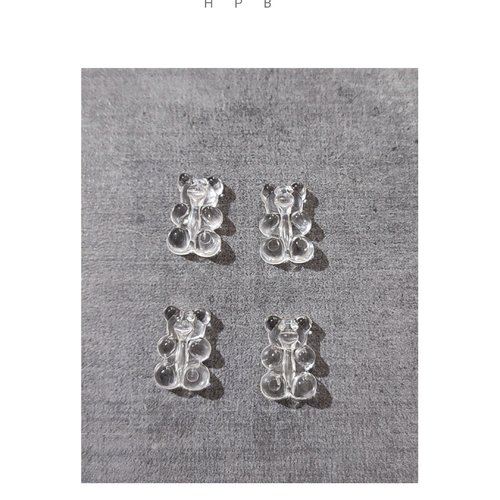 Lot de 4 perles acryliques oursons
