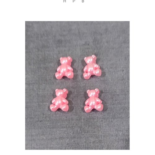 Lot de 4 perles acryliques oursons