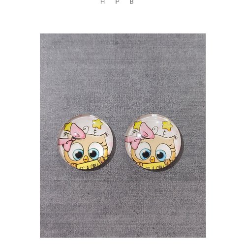 Lot de 2 cabochons ronds en verre
