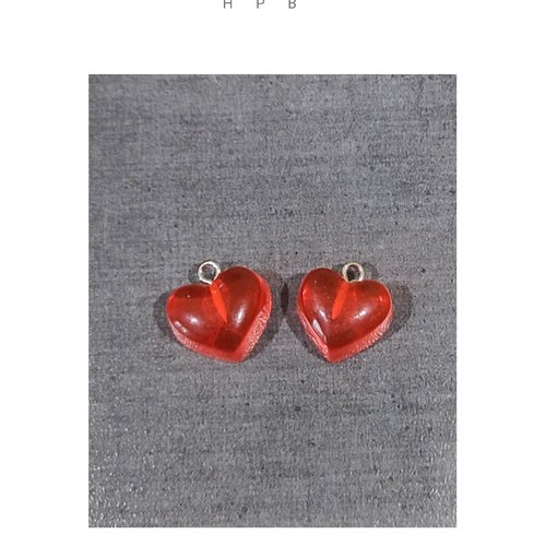 Lot de 2 breloques résine coeurs