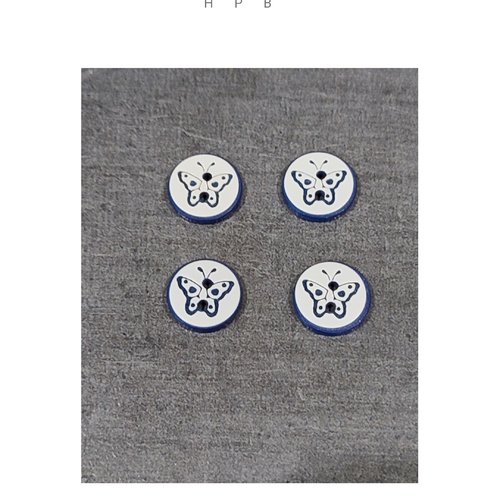 Lot de 4 boutons acryliques motif papillon