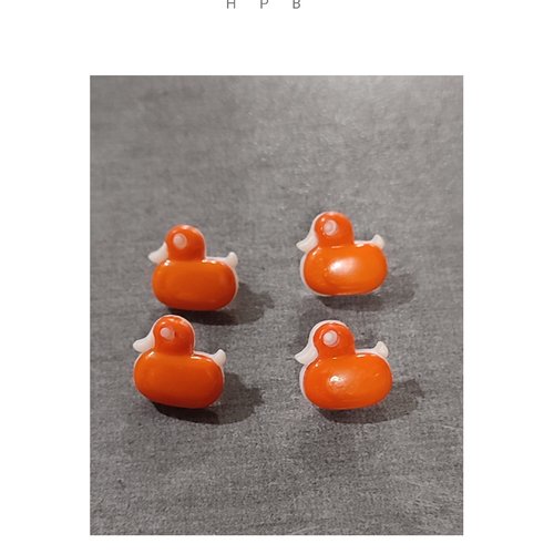Lot de 4 boutons à anneaux en forme de canard