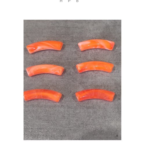 Lot de 6 perles acryliques tubes courbés