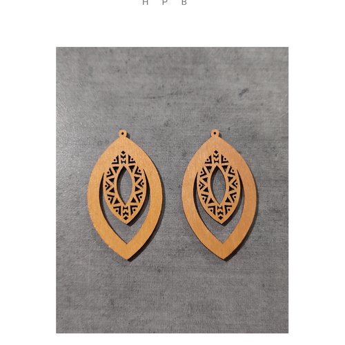 Lot de 2 grandes breloques en bois