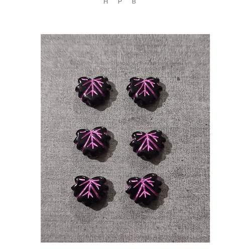 Lot de 6 perles acryliques feuilles