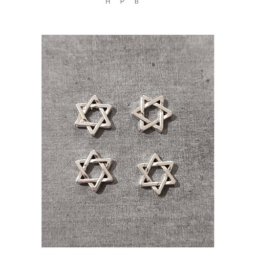 Lot de 4 perles étoiles en métal argenté